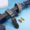 Adjustable Guitar Strap Soft Embroidery Shoulder Strap National Style Guitar Strap with 6 Picks Guitar Accessories