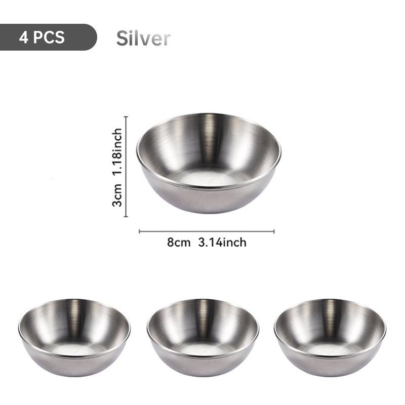 

Нержавеющая сталь соусницы 4 шт Поднос для закусок Миска для макания Соевый уксус Блюдце Специи Приправа Тарелки Кухонная утварь