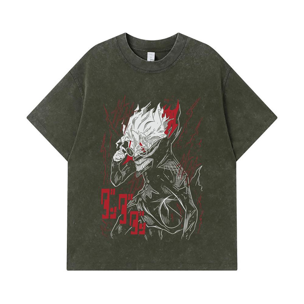 275 GSM Washed T-shirts 100% Cotton Dandadan V28 Okarun Print Unisex Heavy Cotton T Shirt S