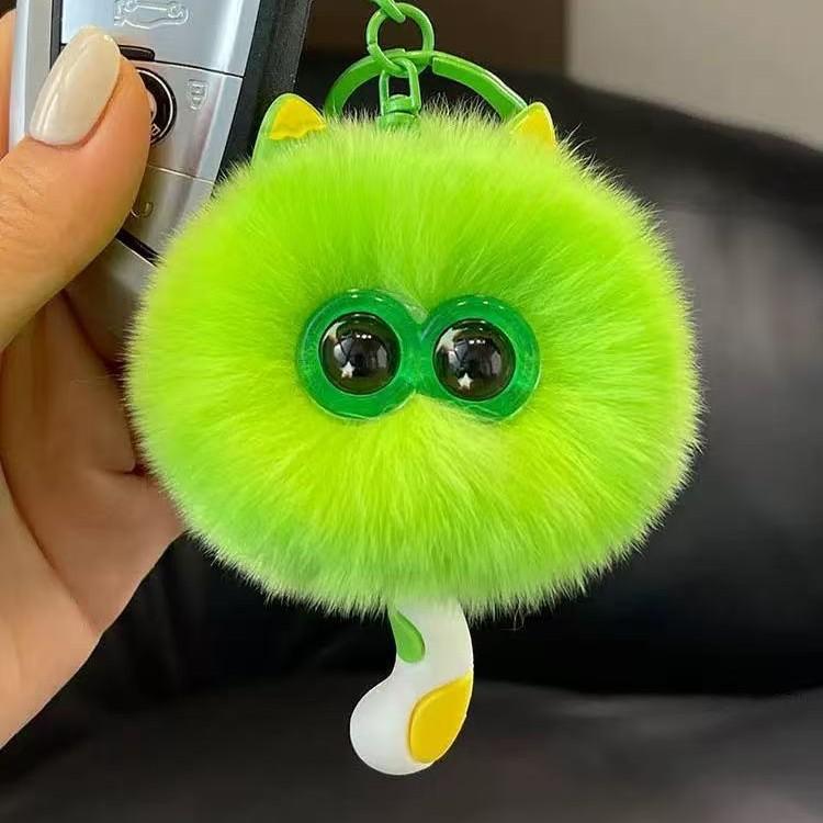 Imitation Rex Rabbit Fur Cute Kitten Pendant Car Keychain Ins Style Plush Doll Gift Backpack Pendant