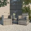 Day and Night - Day and Night Garden Furniture with Cushions 3 Pieces Gray Synthetic Rattan