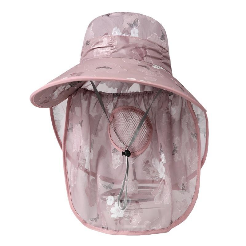 Hat Female Summer Shade Sunscreen Uv Protection Mask Face Cover Tea Picking Hat Cycling Big Brim Mom Sun Hat
