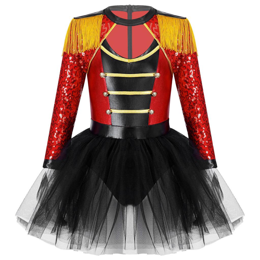 IDOPIP Costume Da Guardia D'Onore Per Bambine – Completo Soldato Con Gonna In Tulle Rosso E Nero, Fascia Per Capelli, Per Halloween E Recite