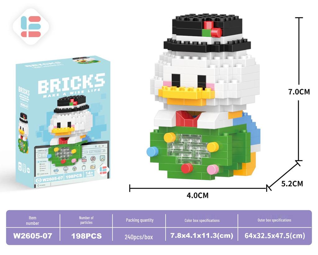 Stavebnice Santa Clause z mikročástic: 60 typů, Slepá krabička kompatibilní s Lego