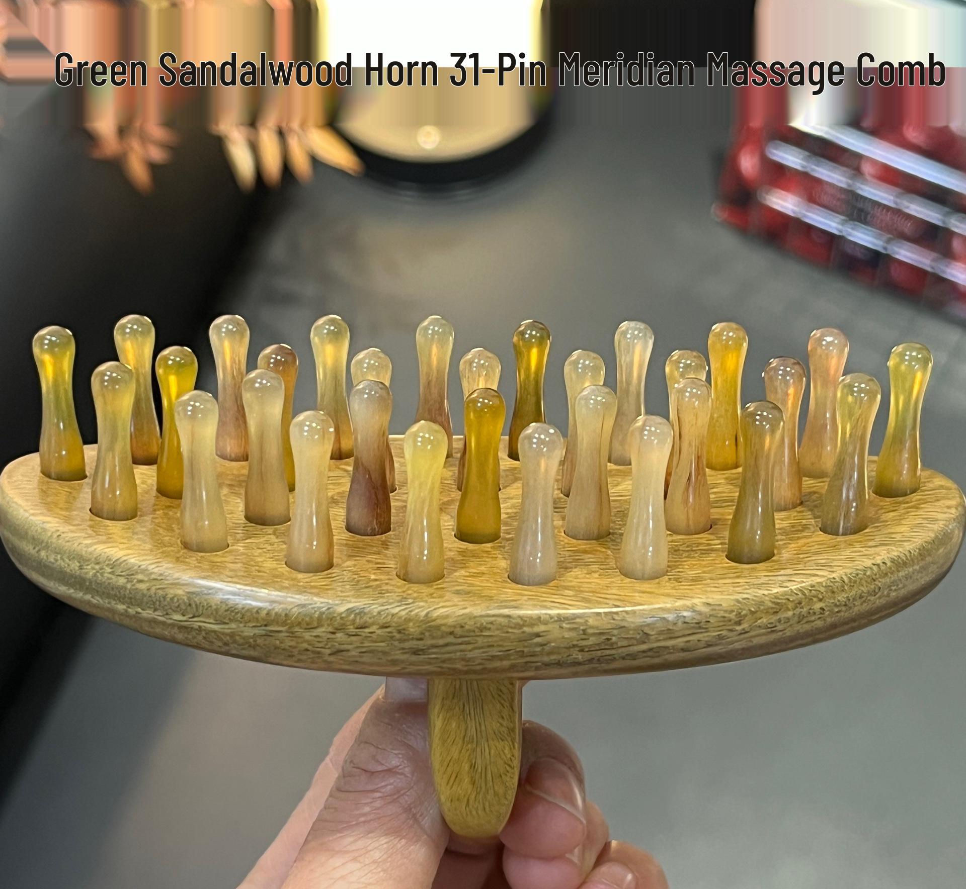 Sandalwood and Horn Massage Comb with Inserted Tooth Head