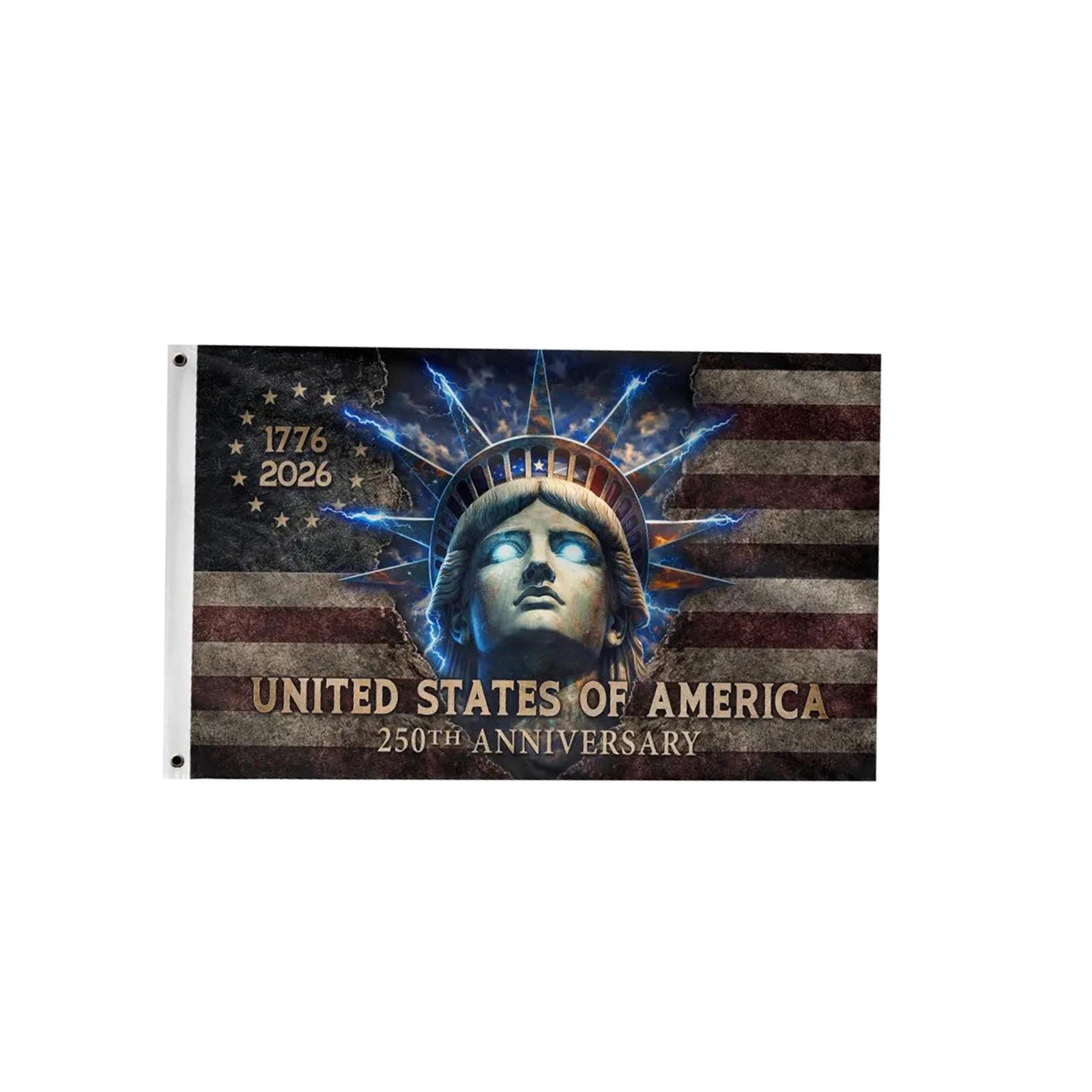 

60x90cm Commemorative Flag with 250 Semiquincentennial Emblem and Eagle Design Durable Fabric Double Grommets for Outdoor Indoor Display One Size