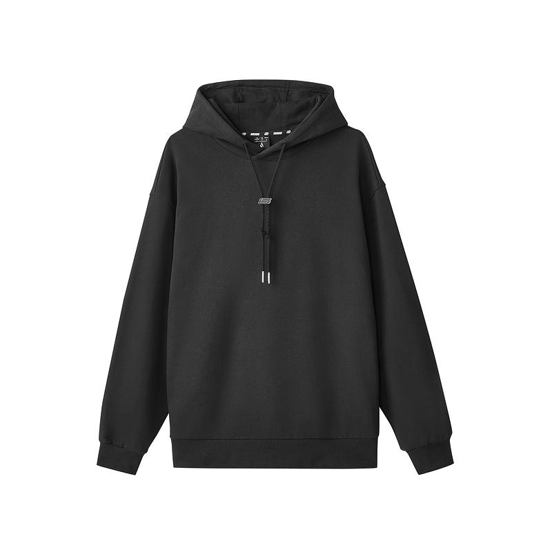 Skechers Durable Comfortable Warm Fashion Hooded Pullover Sweatshirt Unisex tops Carbon-Black L324U112-0018 S