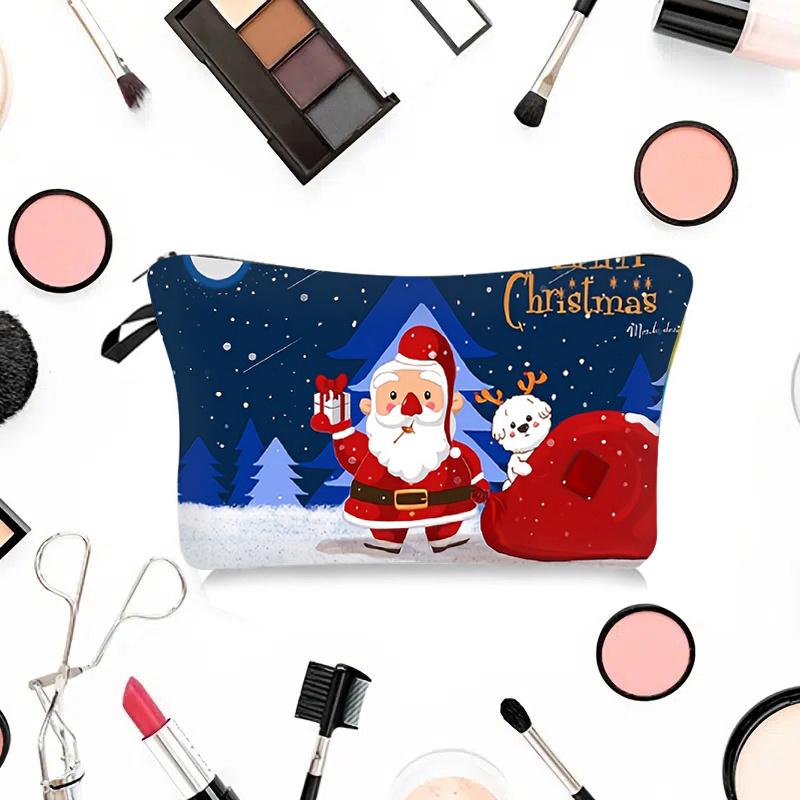1pc Portable Printed Makeup Bag, Travel Portable Cosmetic Storage Bag, Perfect For Girls' Halloween Or Christmas Gifts
