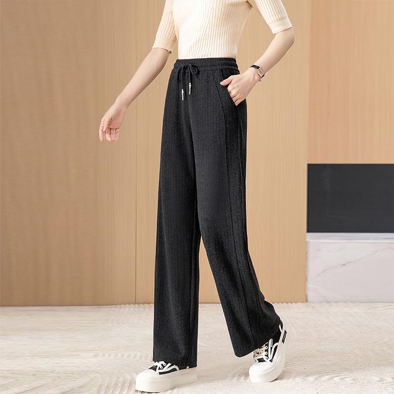 

Mid-Rise Elastic Waist Imitation Cashmere Pants - Loose Fit, Belly-Covering for Young Moms and Seniors, Spring & Autumn Wear XL (80-100 Jin) чорний