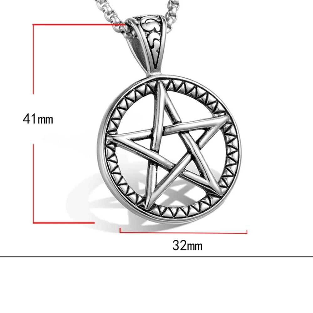 316L Rostfritt Stål Pentagram Hänge Halsband Vintage Satan Punk Hip Hop Biker Berlock Pentagram Halsband Smycken Grossist