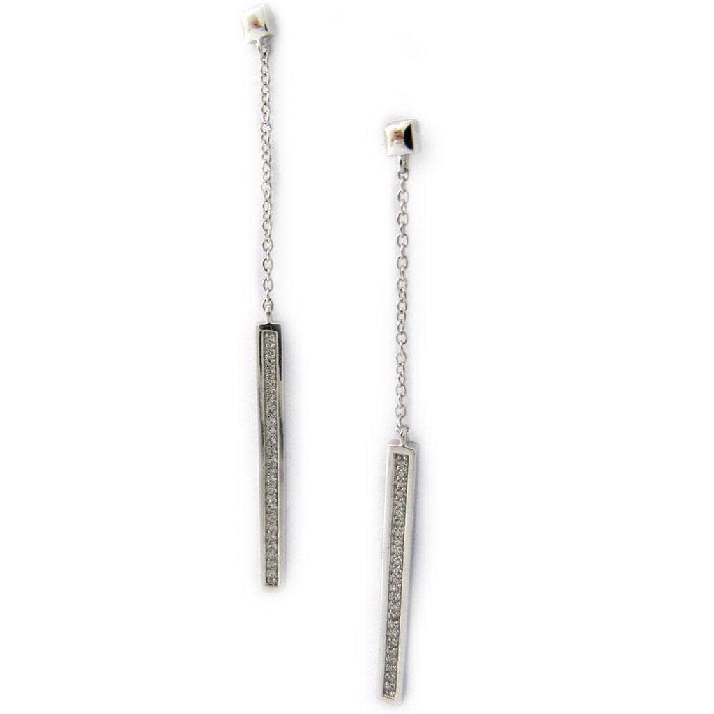 Les Trésors De Lily [L7433] - Silver Earrings 'Sissi' Silver White (rhodium-plated) - 60x3 Mm