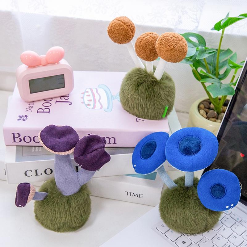 Süßes Pilz-Stofftier Pfifferling & Bambuspilz Kuscheltiere, Kawaii Wildpilz-Kollektion mit detaillierten Lamellen Weich