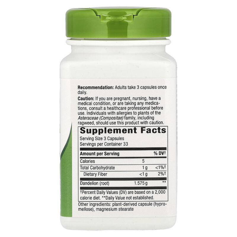 Dandelion Root, 100 Vegan Capsules (525 Mg Per Capsule)