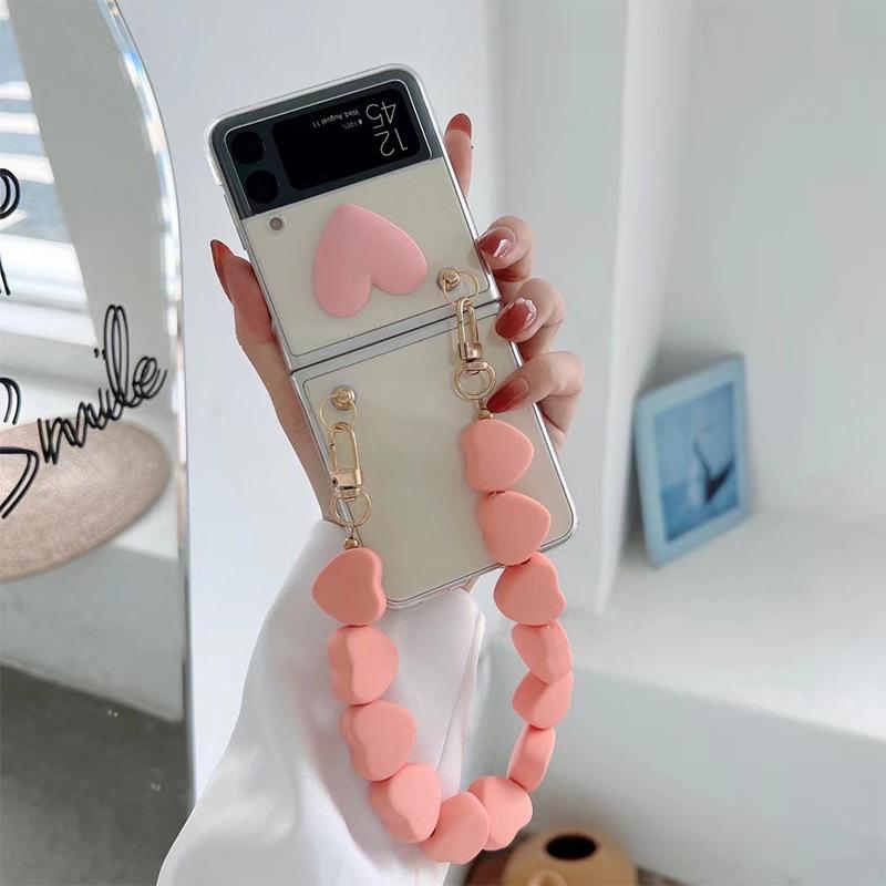 

Samsung Zflip3 Mobile Phone Case Is Suitable For Flip And Foldable Flod3 Transparent Love Chain Niche Wind samsung zflip3