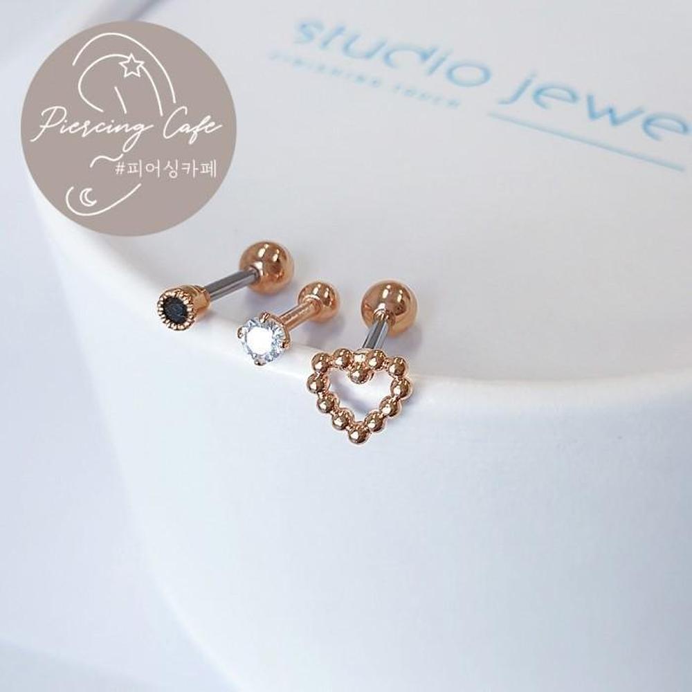 1+1+1 Bubble Heart Cubic Piercing 3-Piece Set (S6352604)