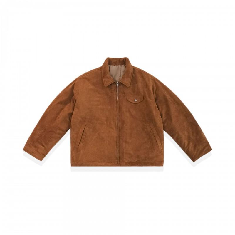 Unisex Winter Suede Fleece-Lined Cotton Puffer Jacket Oversized Fit Warm Casual Coat Men Women