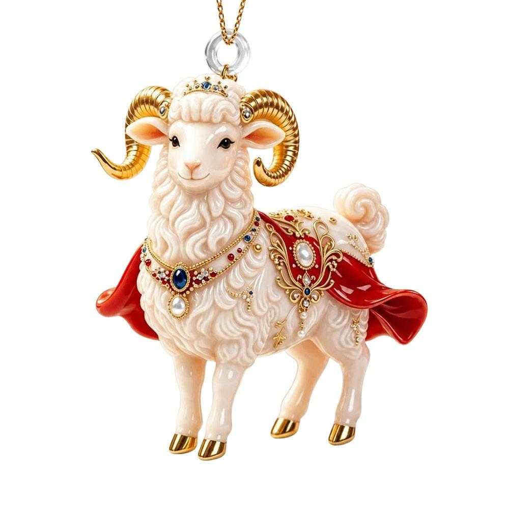 Ornamenti Appesi Capra Brillante Decorazione Animale Piatta 2D Nuova Portachiavi Decorazione Festa Festiva