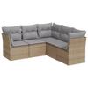 Vidaxl 5-Cz. Garden Furniture Set With Cushions, Beige, Poly Rattan