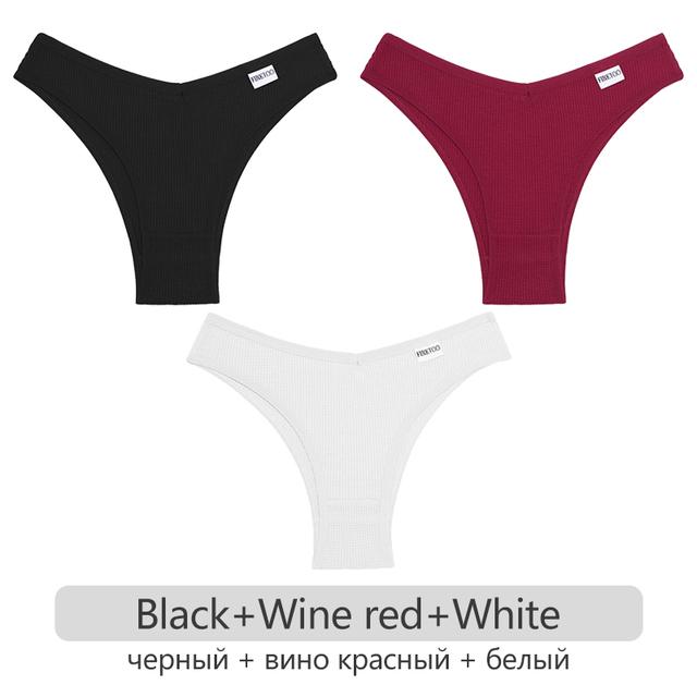 FINETOO 3Pcs/set Women Cotton Underwear Women Cotton Brazilian Panties Trendy Waffle Style Underwear S-XL Ladies Comfortable Underpants Soft Lingerie