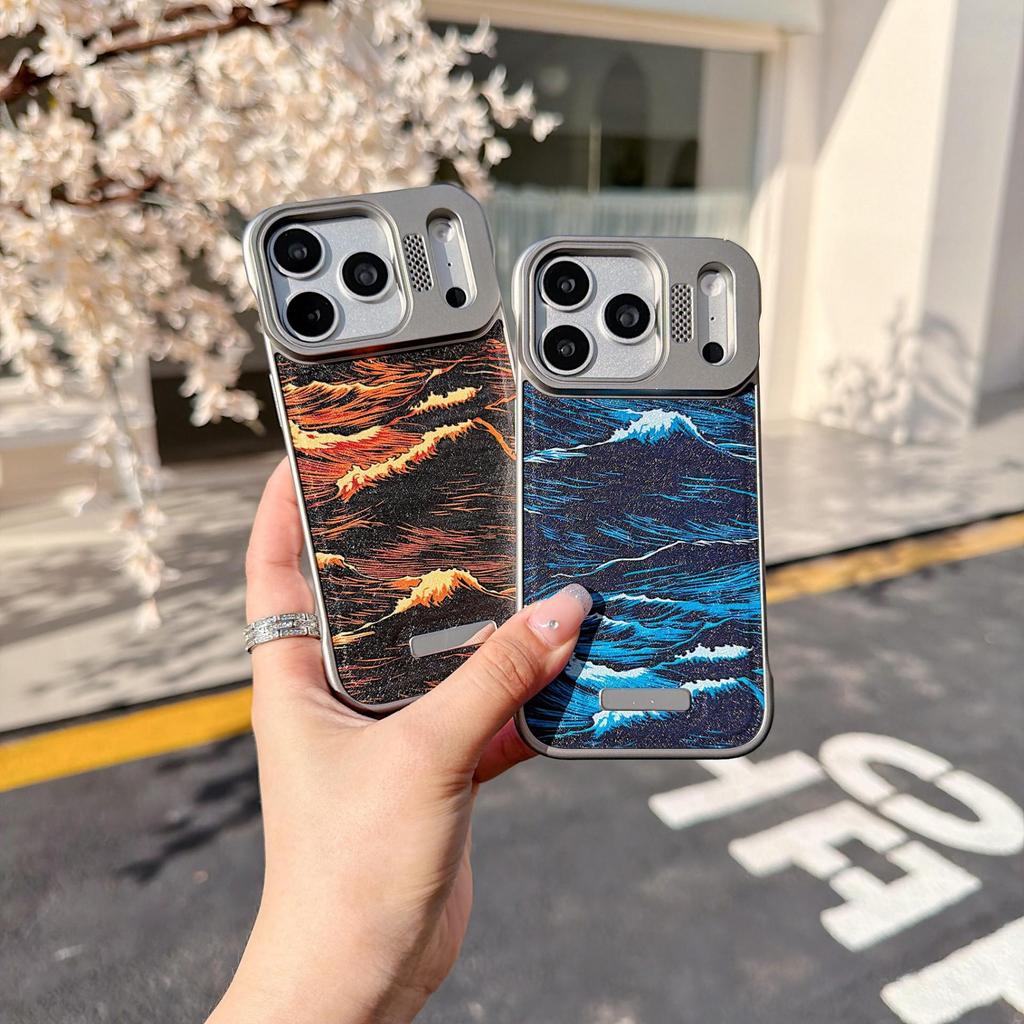 Apple Personalized Retro 17 Pro Max Landscape Painting Leather Phone Case with Borderless Large View for 12 Pro