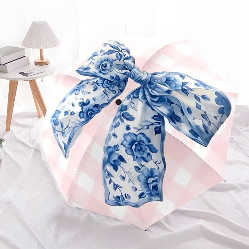 1pc Floral BowAutomatic Open/close Folding Umbrella, Compact Portable Travel Umbrella, Perfect Birthday/Holiday, Cute Umbrella y020