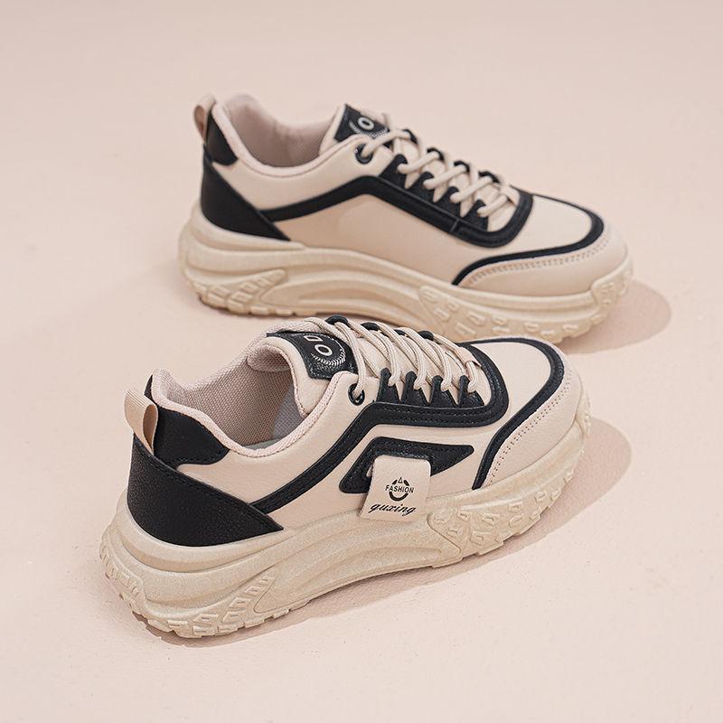 ins Korean version of platform dad shoes 2025 spring new street shot student running sports shoes heightening casual white shoes