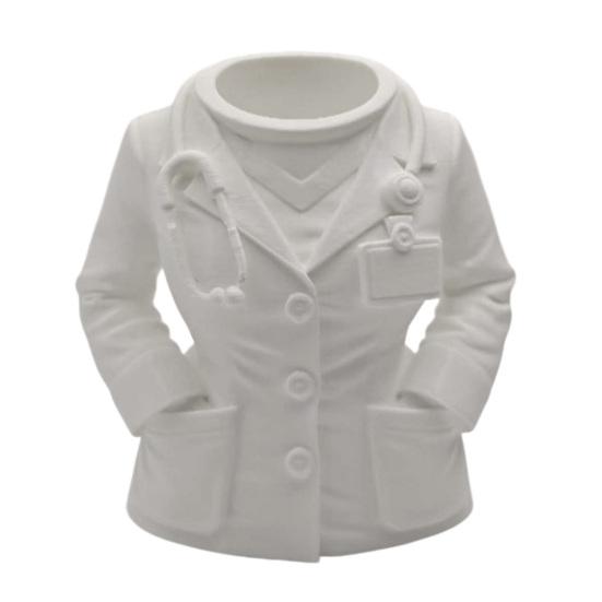 

Doctor White Coat Pen Holder with Stethoscope Decoration Creative Desk Organizer