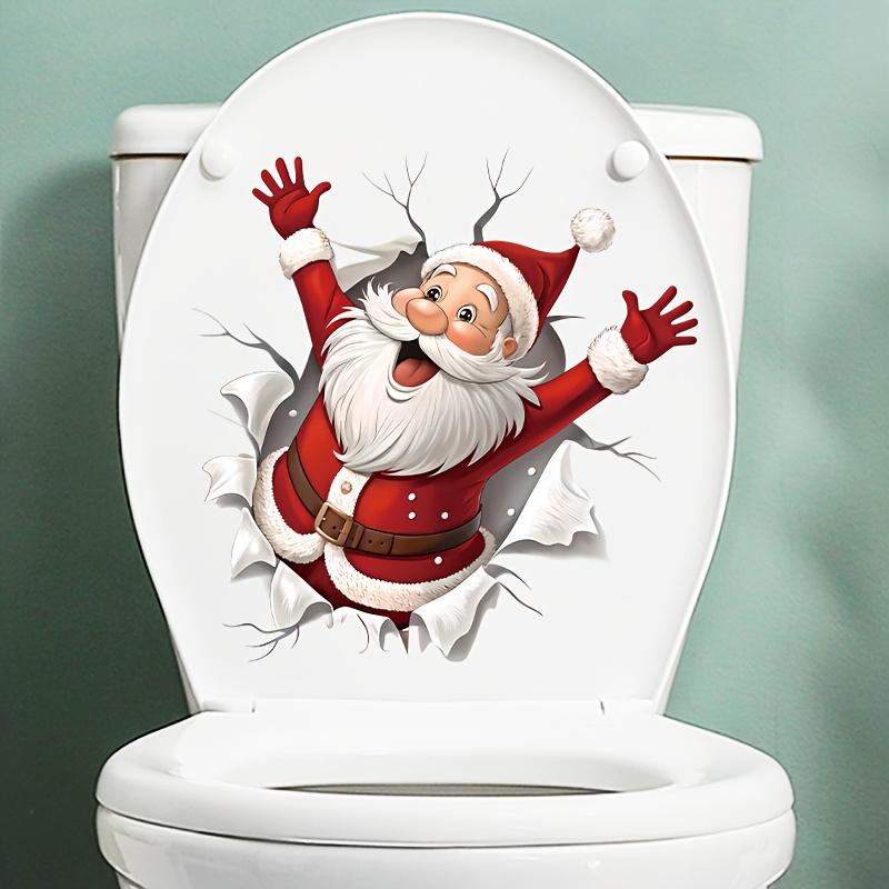 

1pc Christmas Santa Claus Wall-breaking Toilet Sticker Waterproof Self-adhesive for Wall Window Glass Refrigerator Home Decor (as the picture,24x24cm)