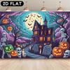 2D flat 1pc banner - Happy Halloween Background Banner for Party Flag Live Streaming Decorationzyc