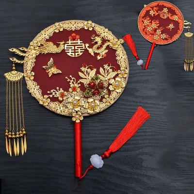 Fan Wedding Ceremony Ancient Style Finished Product Decorative Fan Hand Holding Fan Round Fan Tuan Fan Xiuhe Clothes Fan