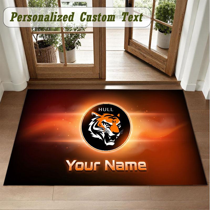 Crystal Velvet Square Rug Custom NameHull City Pattern Non Slip Home Floor Decor Rug