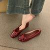 Bow Fairy Shallow Mouth Single Shoes Female Spring and Autumn New French Retro Gentle Niche Evening Breeze Flat-soled Beanie Shoes