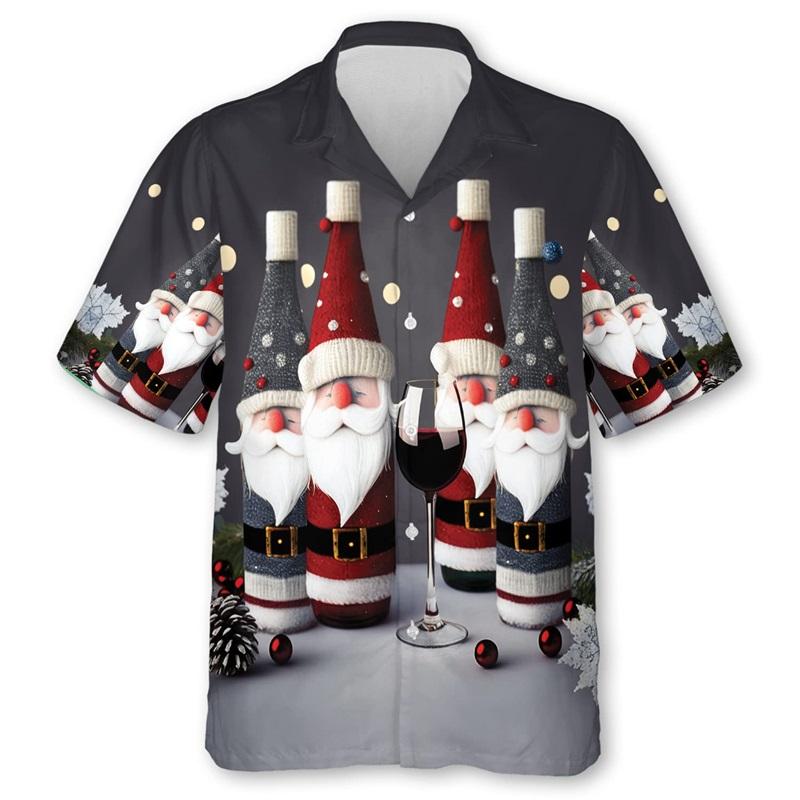 ETST51 3D Print Mousserende Wijn Grafisch Hawa&iuml;aans Shirt Voor Mannen Zomer Korte Mouw Champagne Knopen Beach Shirt Mannen Blouse Tops 5XL