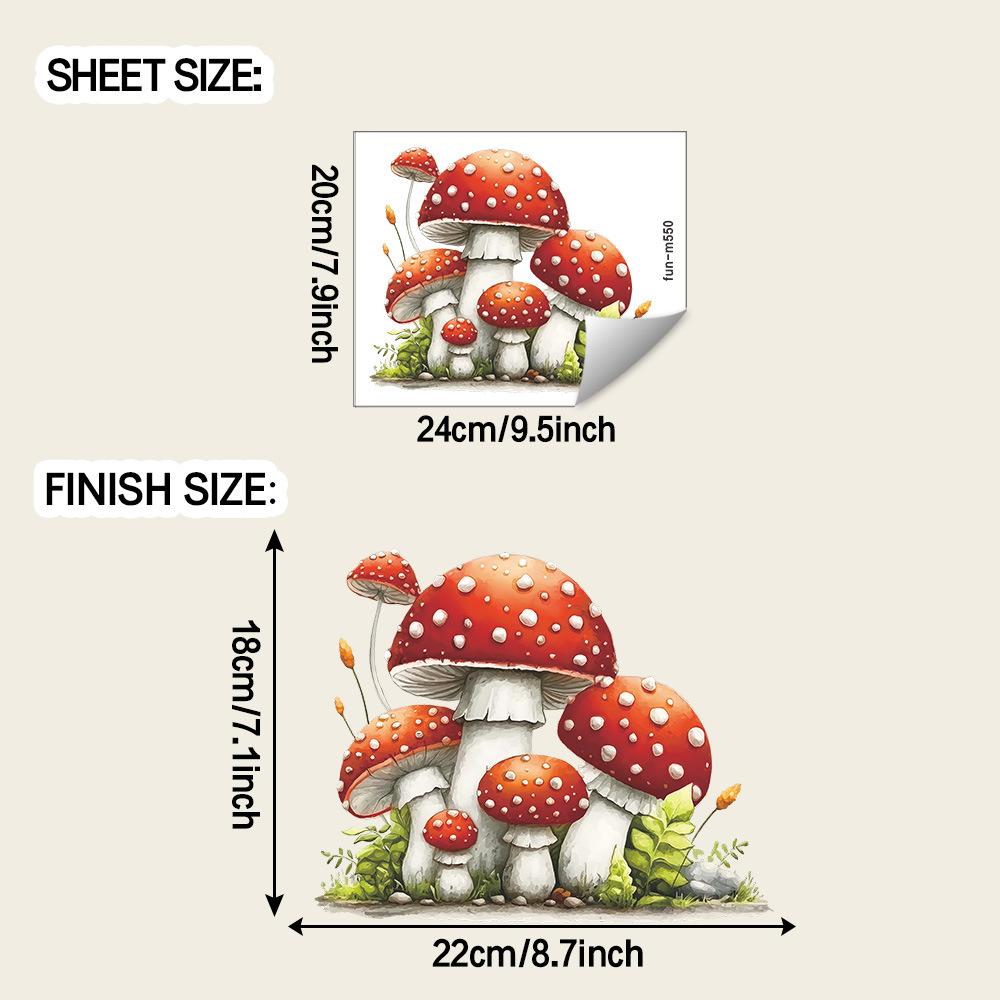 Забавные Красные Грибы Наклейки на Туалет Водонепроницаемые Фантазийные Наклейки для Ванной Комнаты и Туалета, Самоклеящиеся и Снимаемые Настенные Декорации 20x24CM разноцветный