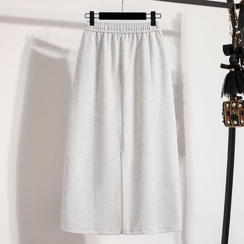 DIMANAF Übergröße Lange Röcke Damen Elastisch Lässig Locker Baumwolle Basic Uni 2025 Herbst