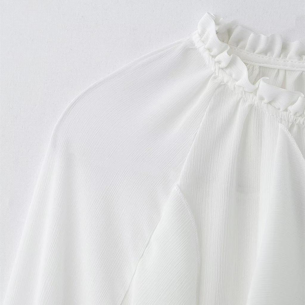 2025 Spring Women's Casual Layered Wood Ear Edge Shirt