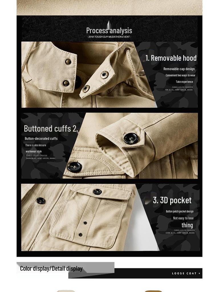 Men's Fleece Lined Windbreaker: Washed Cotton, Korean Style, Plus Size, Autumn/Winter 2022