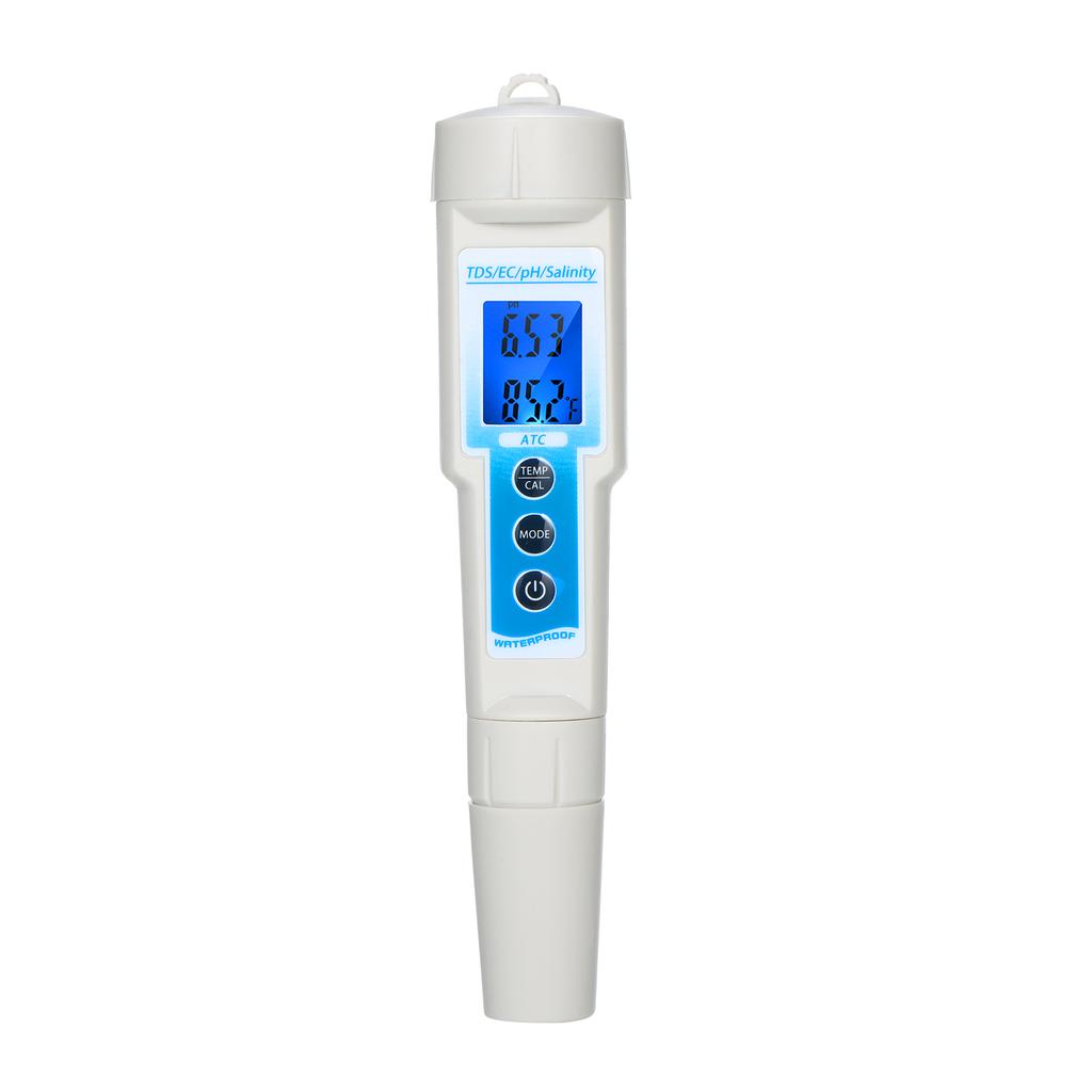 5 in 1 PH Meter Waterproof Multifunctional TDS EC pH Salinity Temperature Meter Water Quality Tester Blue Backlight LCD