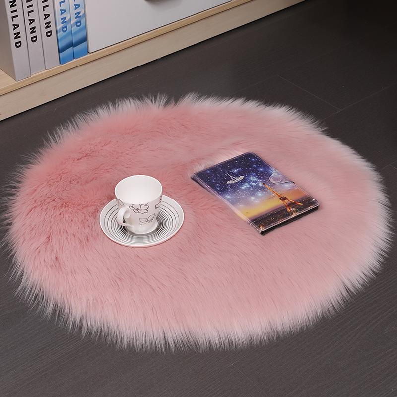 Neues rundes Plüsch-Sitzkissen aus Kunstlammfell für Sofa oder Bürostuhl