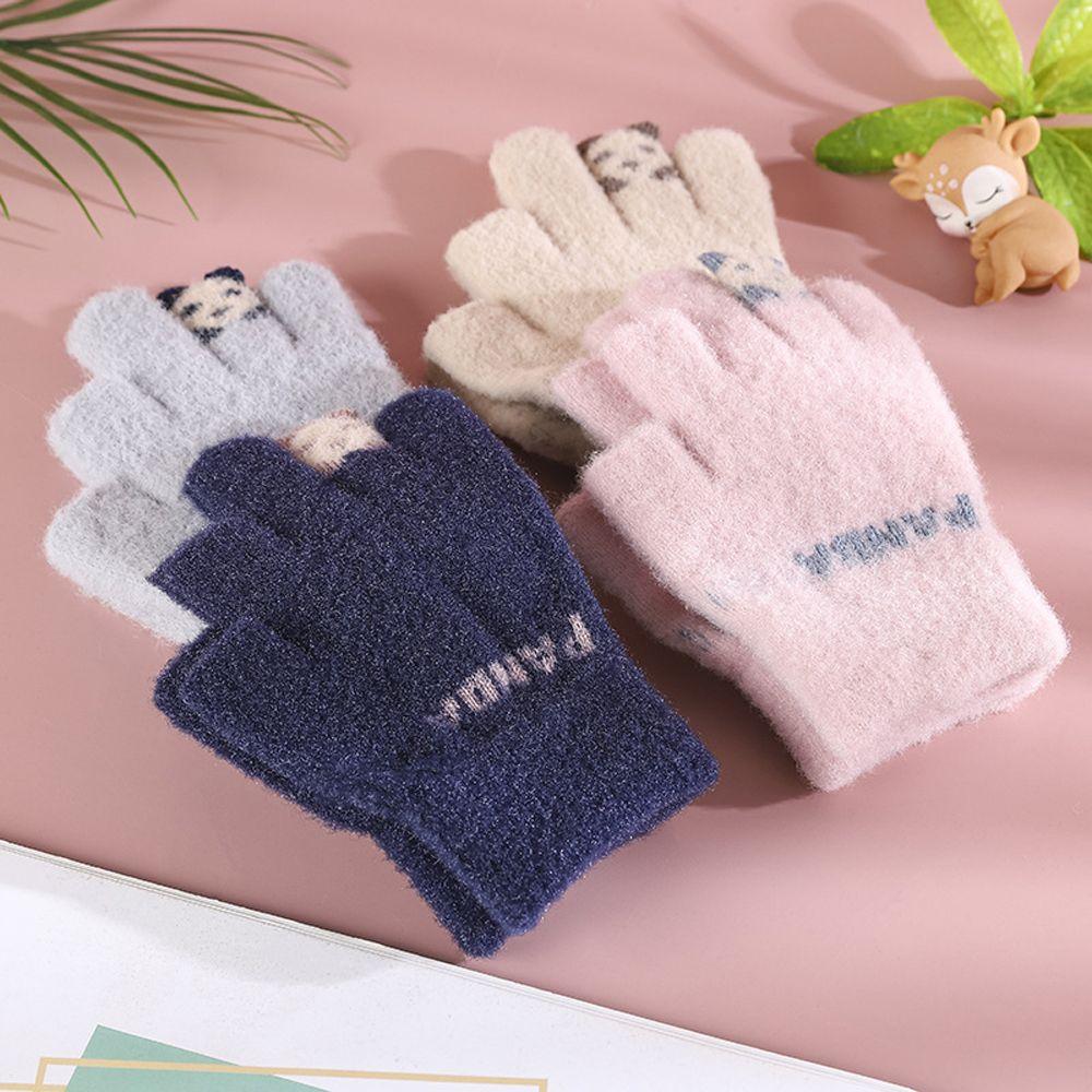 Kawaii  Thicken Letter Cycling Panda Outdoor Gloves Women Winter Gloves Korean Mittens