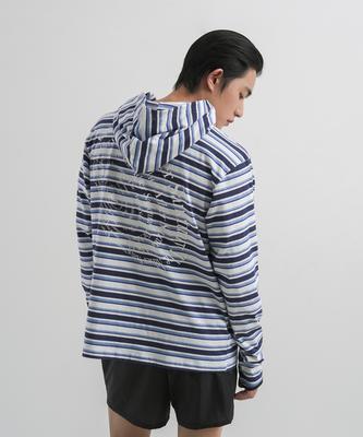 Circular Type Striped Hoodie (Sky Blue)