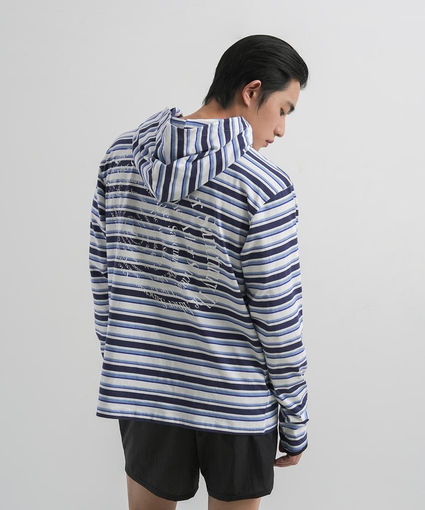 Circular Type Striped Hoodie (Sky Blue)