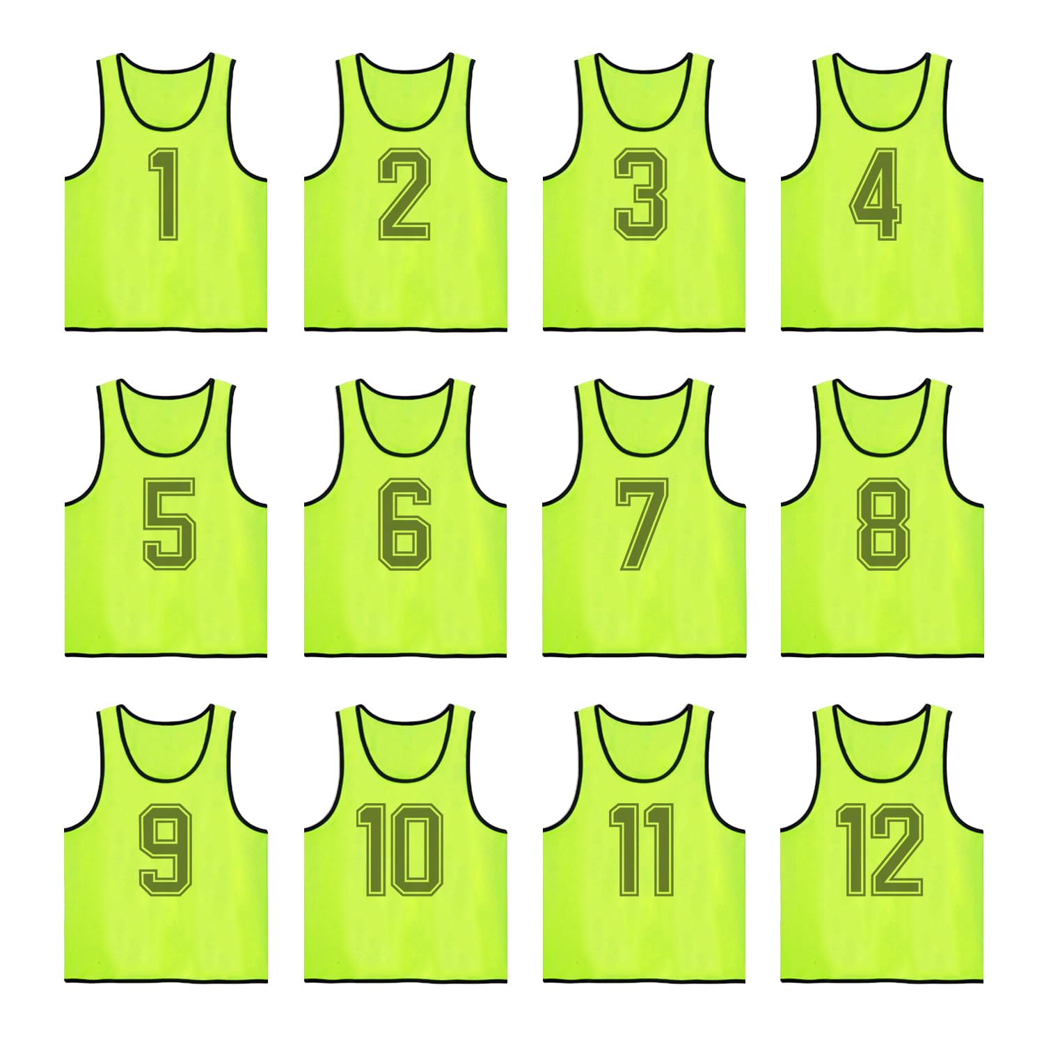 [LEVANA] Adult Numbered Bibs, Team Vests, Mesh, Lightweight, Unisex, Soccer, Basketball, Futsal, School, Sports Day, Community Events, Bib Set (12, Gr