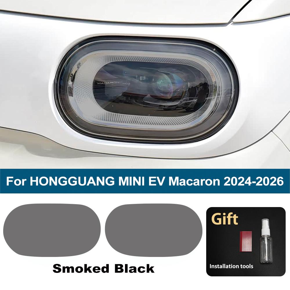 

TPU PPF High Gloss Smoke Black Pre Cut Anti-Scratch Car Headlight Protective Film for Wuling HONGGUANG MINI EV Macaron 2026-2026 For 24-26 SMK
