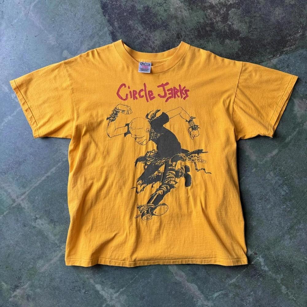 RARE 1990 s Circle Jerks Band T-shirt Yellow shirt Graphic tee Unisex T-Shirt S