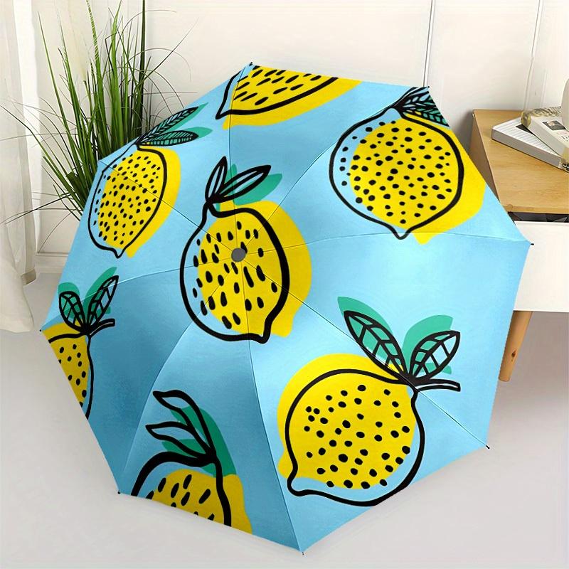 1pc Lemon Print Folding Umbrella , 8 Ribs Casual Durable Lightweight Portable Travelling Umbrella For Men & Women Yy250728056