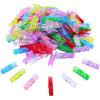 140 Pcs Mini Clothes P Colored, Small Clear Clips for Hanging Picture, 1.37 Inch Plastic Photo Clips, 7 Colors