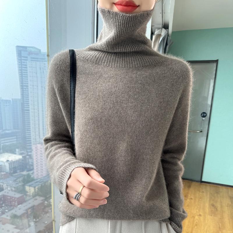 Women's Cashmere High-Neck Sweater, 2025 Style: Thickened Saddle Shoulder, High-End Fashion, Loose Fit
