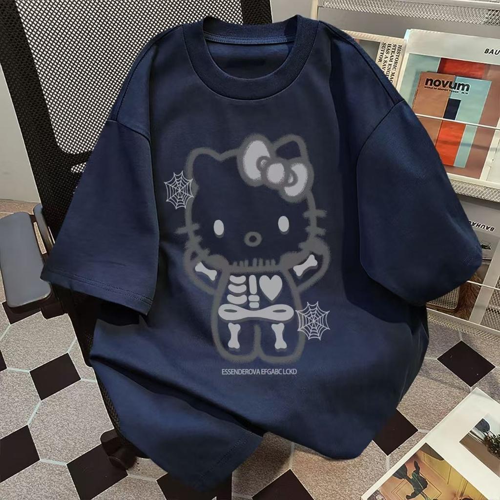 Hello Kitty Short Sleeve Tee soft cotton casual crew neck cute cartoon print lightweight summer top for Women daily wear