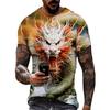 Men's Summer Animal Printed Loose Short Sleeve Top 3D Printed T-shirt